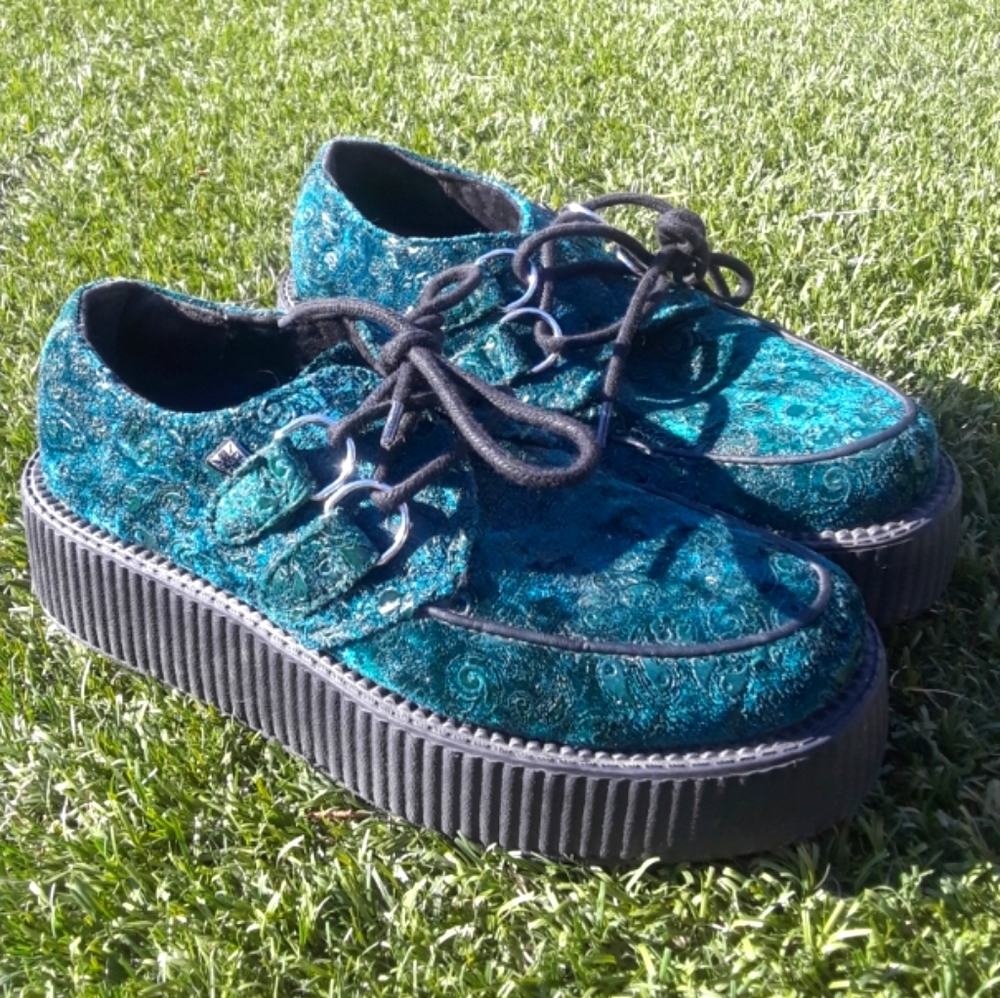 ☺︎︎ TUK velvet green paisley creepers ☺︎︎